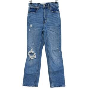 Abercrombie & Fitch 90s Straight Ultra High Rise Jeans 2 Short Distressed Y2K